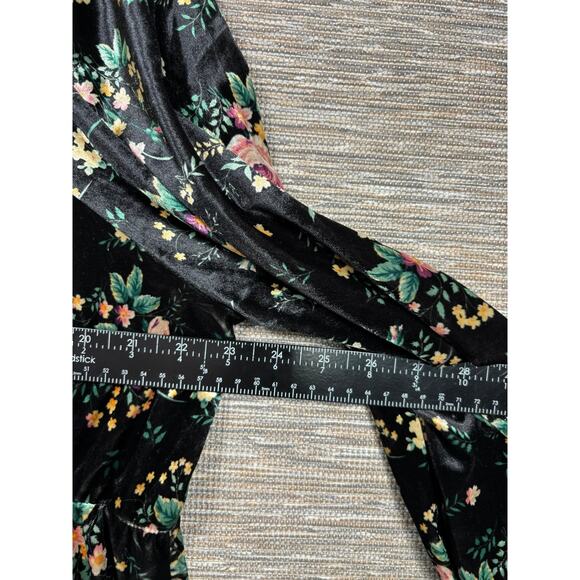 Cato Velvet Peasant Blouse 18/20W Black Pink Rose Floral Cottage Core Coquette - Picture 7 of 7